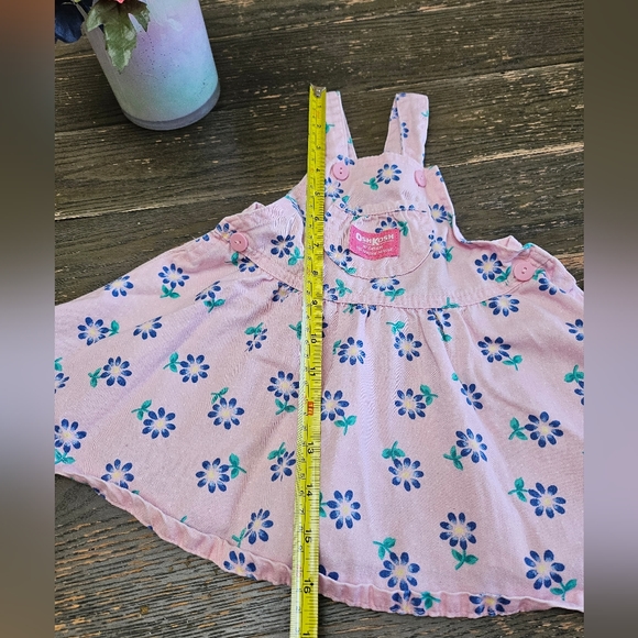 Vintage OshKosh B'Gosh Girls Flower Overall Dress Size 24m Made in USA - Picture 3 of 16